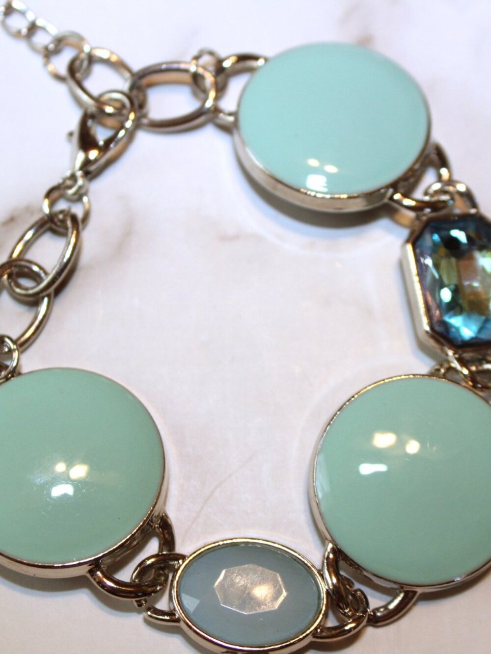 Paparazzi "Dreaming in MULTICOLOR" Mint Green Statement Necklace & Bracelet Set - Picture 6 of 7